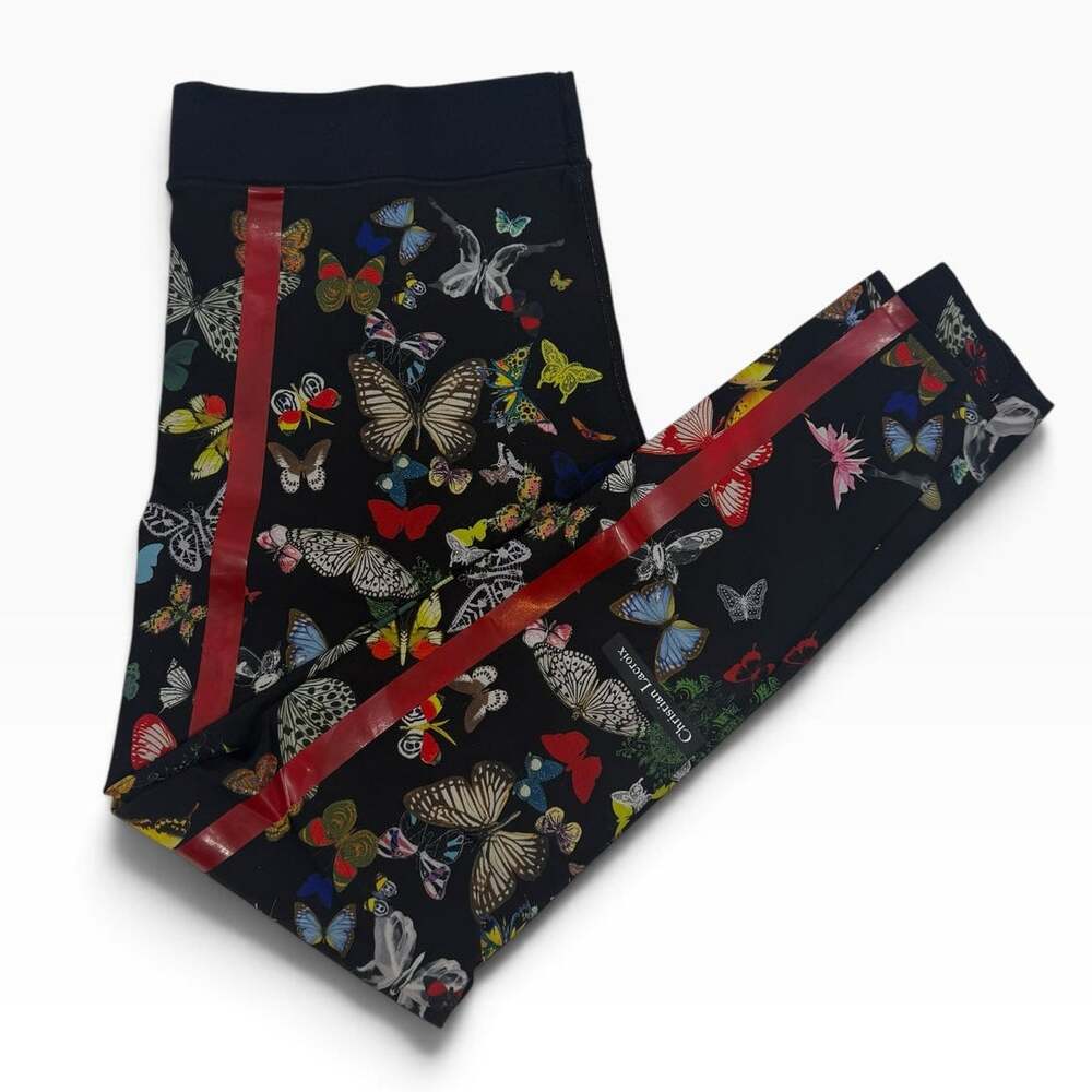 Christian Lacroix x Ultracor Barneys Butterfly Leggings Red Stripe S NWOT
